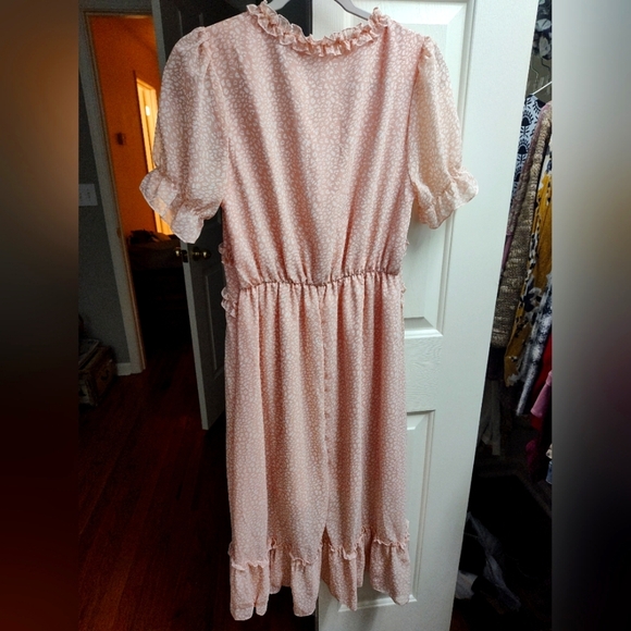 NWOT Alloaone Women's Flutter Ruffle Pink Dress, Small - Picture 2 of 3